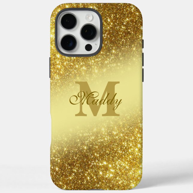glitzerndes goldenes personalisiert iPhone 16 pro max hülle (Rückseite)