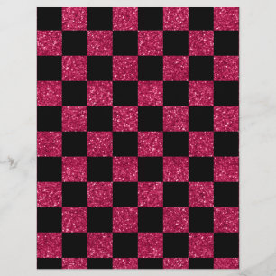 Glitzerndes heißrosa und schwarzes Schachbrettmust Flyer