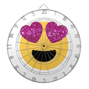 glitzerndes Herz-Augen-Emoji Dartscheibe