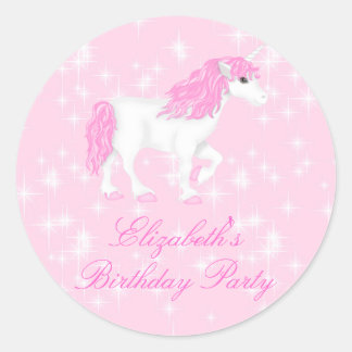 Glitzerndes rosa Einhorn-Geburtstags-Sticker Runder Aufkleber