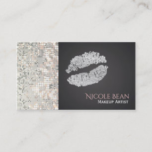 Glitzerndes Silber-Lippen Chic Visitenkarte