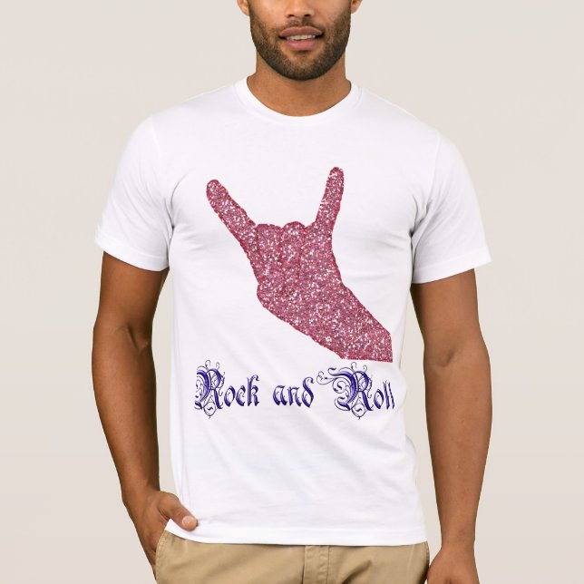 Glitzerrock-and-rollzeichent-shirt T-Shirt (Vorderseite)