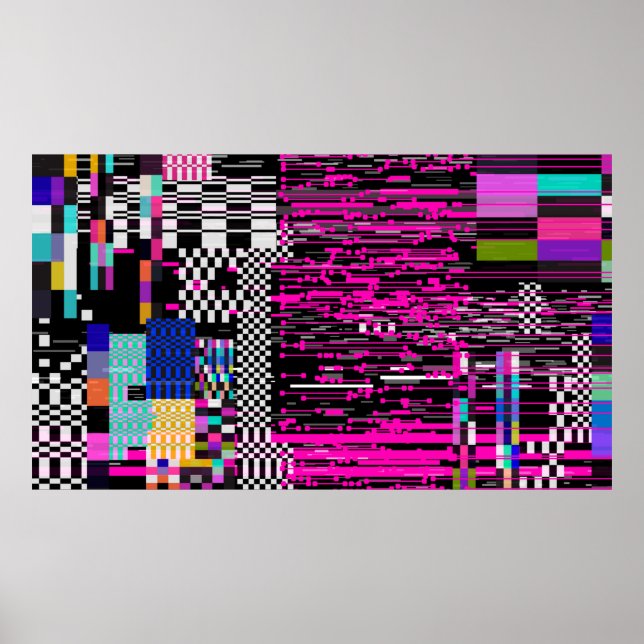 Glitzierter Retro-VHS-Bildschirm mit Flickern und  Poster (Vorne)