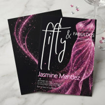 Glitzige Pinke Schwarze Chic 50 & Fabulous Geburts