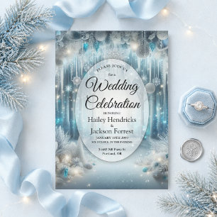 Glitzige Schneewald-Hochzeit Einladung