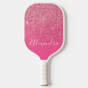 Glitziges Mädchen Funkelnd Rosa Schrift Name Benut Pickleball Schläger