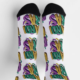 Glitziges Mardi Gras Gras Damen T-Shirt, Lila G Socken