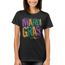 Glitziges Mardi Gras Gras Damen T-Shirt, Lila