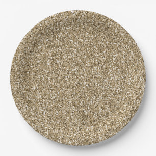 Glitzy Antique Gold Glitzer Pappteller