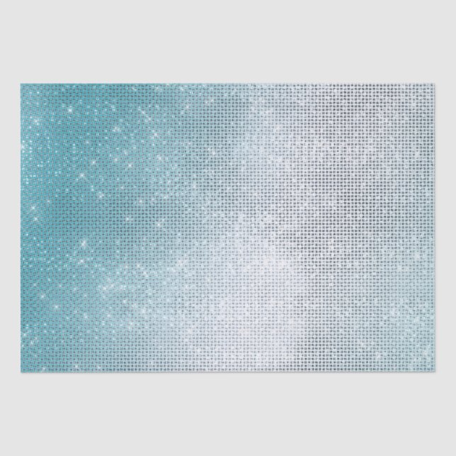Glitzy Aqua Ombre Sparkle Seidenpapier (Vorderseite)