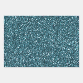 Glitzy Aquamarin Green Glitzer Sparkle Geschenkpapier Set