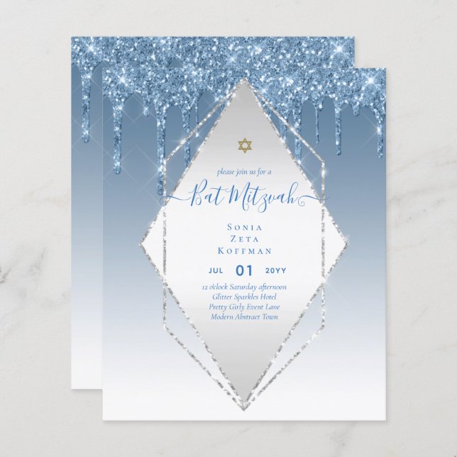 Glitzy BAT MITZVAH lädt Glitzer Glitzern ein, mode (Vorne/Hinten)