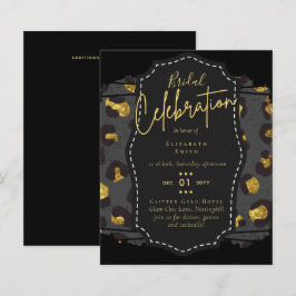 Glitzy Black Gold Brautparty Einladungen