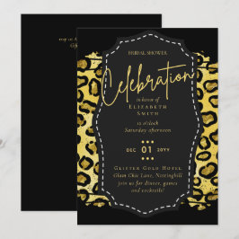 Glitzy Black Gold Brautparty Einladungen