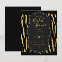 Glitzy Black Gold Brautparty Einladungen
