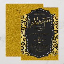 Glitzy Black Gold Brautparty Einladungen