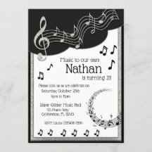 Glitzy Black & White Musical Notes zum Geburtstag