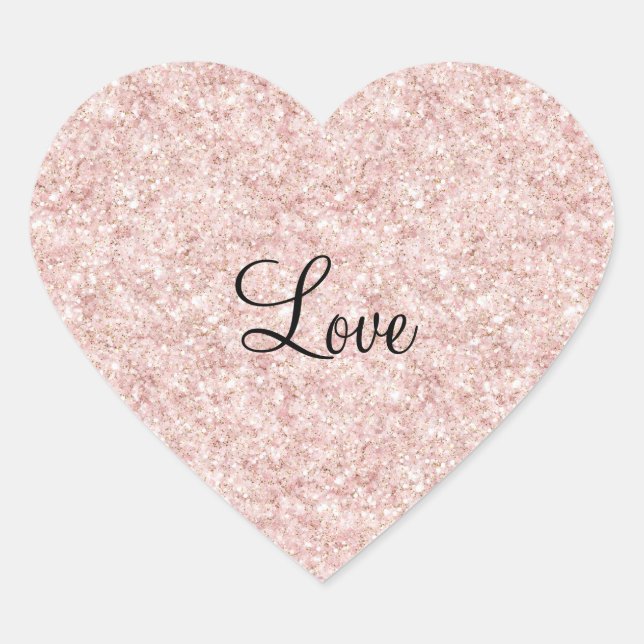 Glitzy Blush Pink Glitter Love Herz-Aufkleber (Vorderseite)