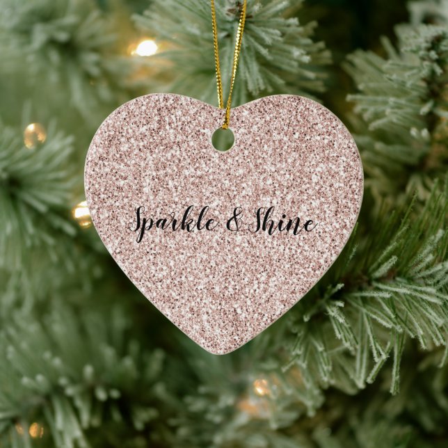 Glitzy Blush Pink Glitzer Keramik Ornament (Baum)