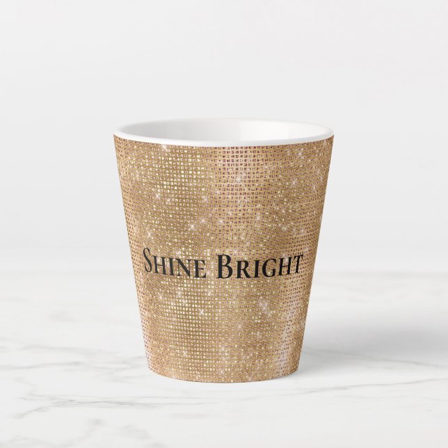 Glitzy Champagne Gold Sparkle Glam Milchtasse (Vorderseite)