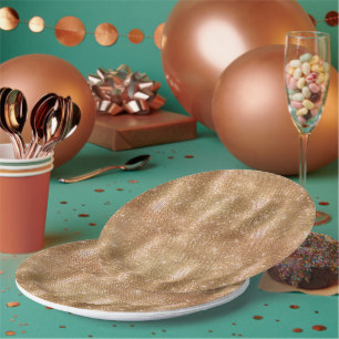 Glitzy Champagne Gold Sparkle Glam Pappteller