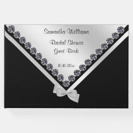 Glitzy Diamonds & Silver Bow Brautparty Gästebuch