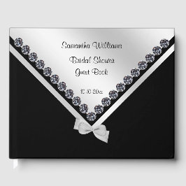 Glitzy Diamonds & Silver Bow Brautparty Gästebuch