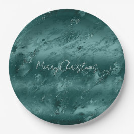 Glitzy Emerald Green Ombre Marble Pappteller
