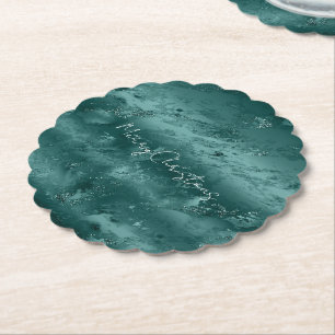 Glitzy Emerald Green Ombre Marble Untersetzer
