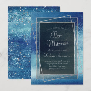 Glitzy Foil Eisblaue Imitate Iridescent Bat Mitz Einladung
