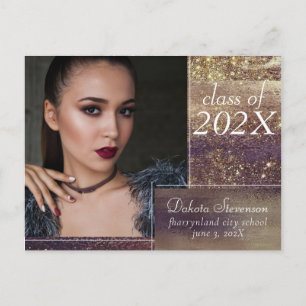 Glitzy Foil   Golden Bronze Copper Foto Vielen Dan Postkarte