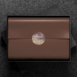 Glitzy Foil Golden Bronze Copper Glam Vielen Dan Runder Aufkleber