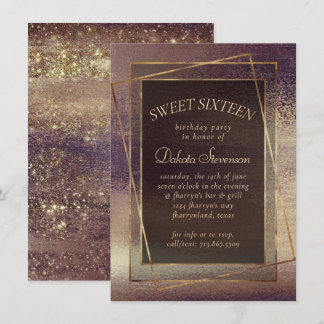 Glitzy Foil | Golden Bronze Copper Sparkle Party Einladung