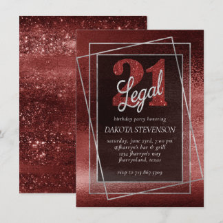 Glitzy Foil | Henna Crimson Red Glam 21 und Legal Einladung
