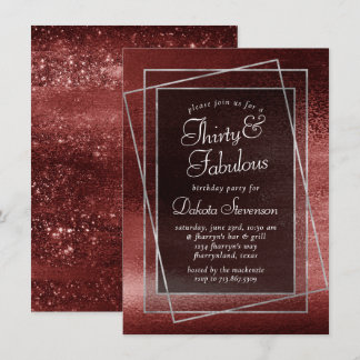 Glitzy Foil | Henna Crimson Red Glitzer Birthday Einladung