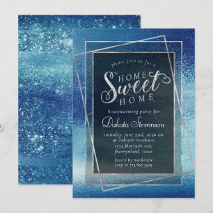 Glitzy Foil Ice Blue Iridescent Housewärme Einladung
