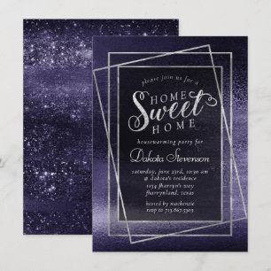 Glitzy Foil   Indigo Lila Imitate Mitternacht Shim Einladung