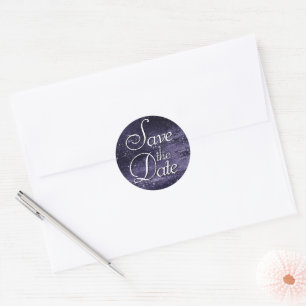 Glitzy Foil Indigo Mitternacht Lila Save the Dat Runder Aufkleber