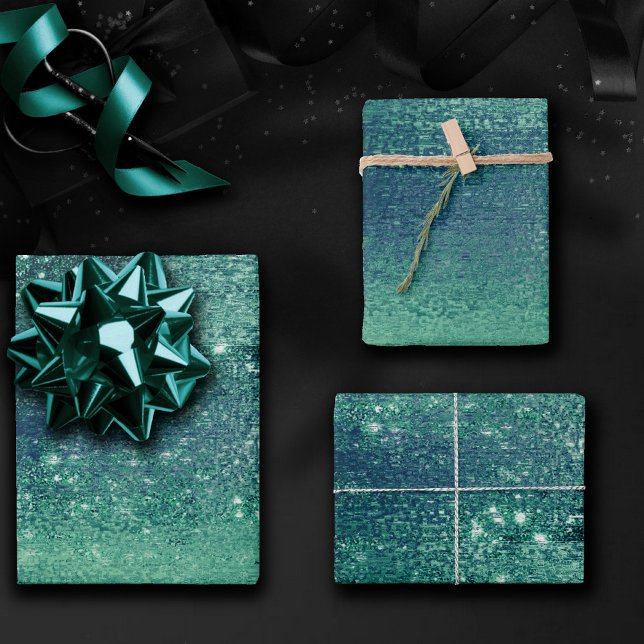 Glitzy Foil | Meeresfauna Iridescent Green Imitats Geschenkpapier Set (Von Creator hochgeladen)