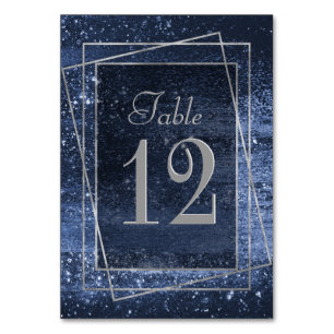 Glitzy Foil Navy Blue Dark Imitats Glitzer Spark Tischnummer