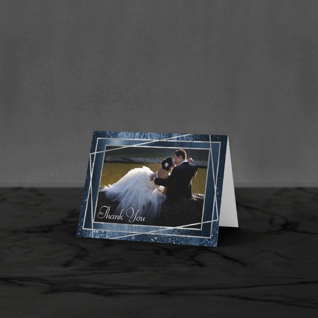 Glitzy Foil | Navy Blue Imitats Glitzer Sparkle Fo Dankeskarte (Von Creator hochgeladen)