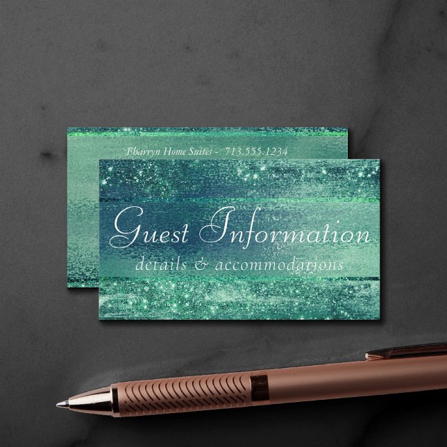 Glitzy Foil | Seafoam Iridescent Green Guest Info Begleitkarte (Von Creator hochgeladen)