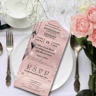 Glitzy Funkelnd Blush Pink Silber Weihnachten All In One Einladung