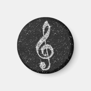 Glitzy Funkelnd Diamond Musiknote Magnet