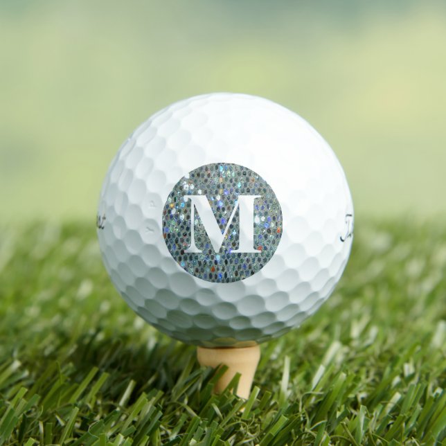 Glitzy Funkelnd Silber-Glitzer mit Monogramm-Blend Golfball (Insitu T-Shirt)