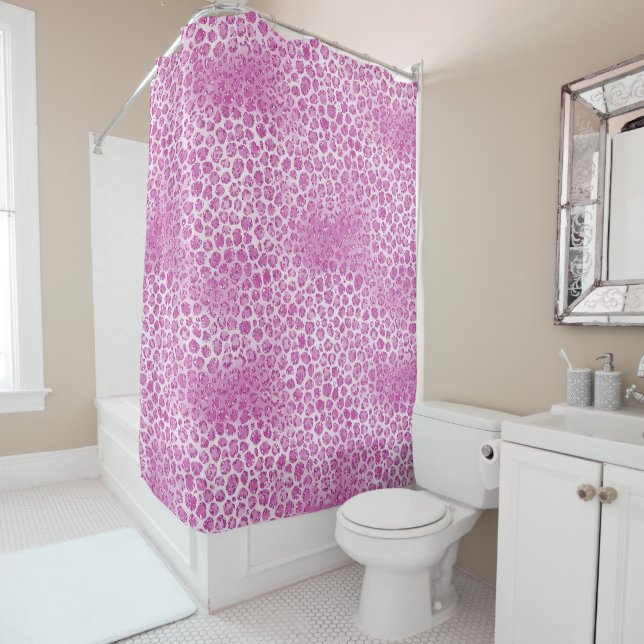 Glitzy Girly Pink Leopard Print Duschvorhang (Beispiel)