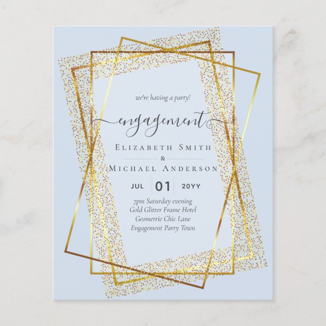 Glitzy Glam ENGAGEMENT Party Einladungs-HAUSHALT Flyer (Vorne)