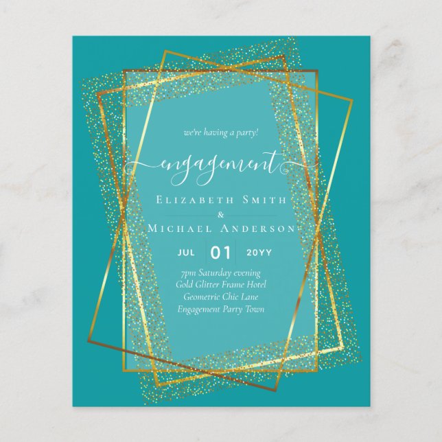 Glitzy Glam ENGAGEMENT Party Einladungs-HAUSHALT Flyer (Vorne)