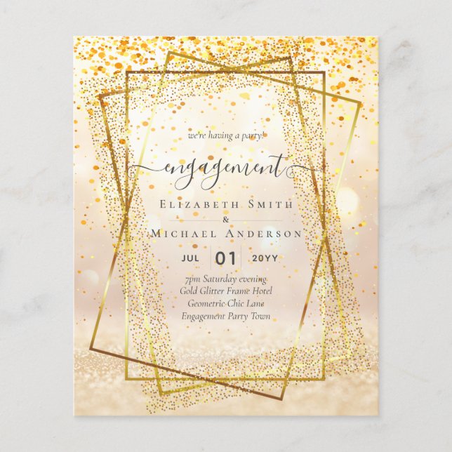Glitzy Glam ENGAGEMENT Party Einladungs-HAUSHALT Flyer (Vorne)