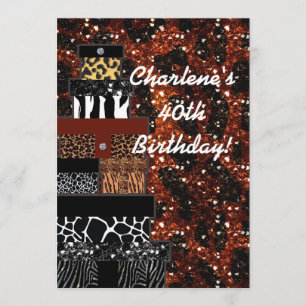 Glitzy Glam Geschenke Tierprint-Party-Einladung Einladung